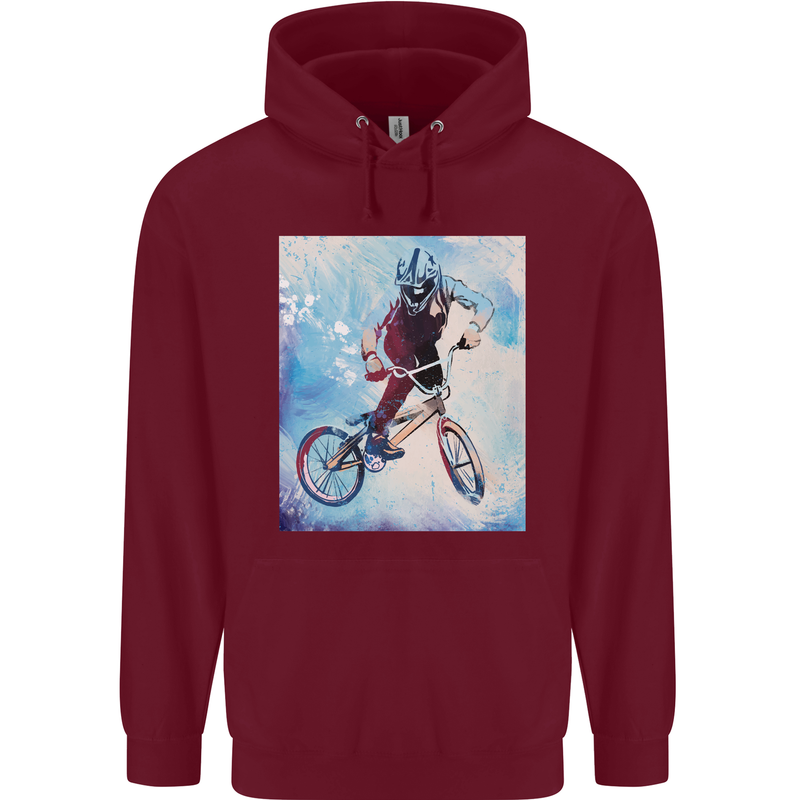 A Cool BMX Design Mens 80% Cotton Hoodie Maroon