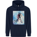A Cool BMX Design Mens 80% Cotton Hoodie Navy Blue