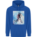 A Cool BMX Design Mens 80% Cotton Hoodie Royal Blue