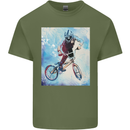 A Cool BMX Design Mens Cotton T-Shirt Tee Top Military Green
