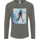 A Cool BMX Design Mens Long Sleeve T-Shirt Charcoal