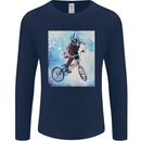 A Cool BMX Design Mens Long Sleeve T-Shirt Navy Blue