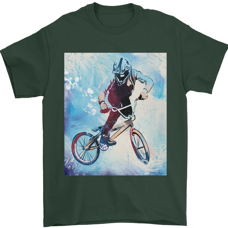 A Cool BMX Design Mens T-Shirt 100% Cotton Forest Green