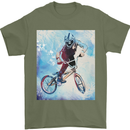 A Cool BMX Design Mens T-Shirt 100% Cotton Military Green