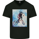 A Cool BMX Design Mens V-Neck Cotton T-Shirt Black