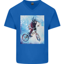 A Cool BMX Design Mens V-Neck Cotton T-Shirt Royal Blue
