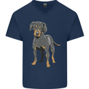 A Coonhound Dog Mens V-Neck Cotton T-Shirt Navy Blue