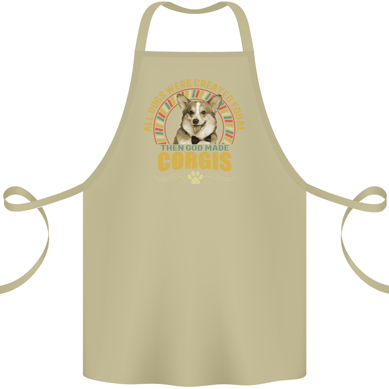 A Corgi Dog Cotton Apron 100% Organic Khaki