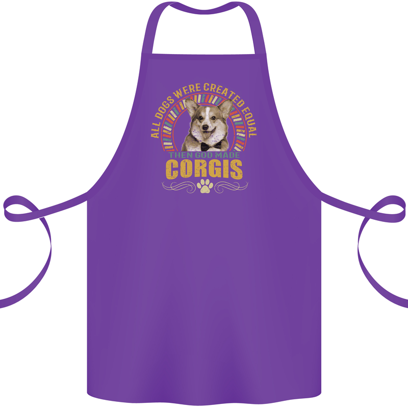 A Corgi Dog Cotton Apron 100% Organic Purple