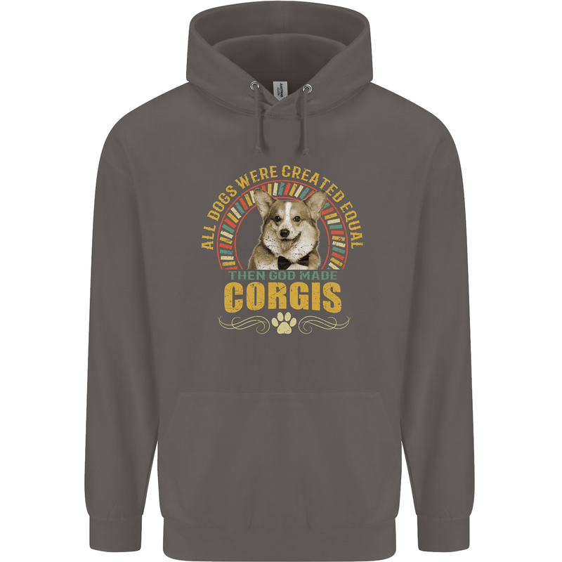 A Corgi Dog Mens 80% Cotton Hoodie Charcoal
