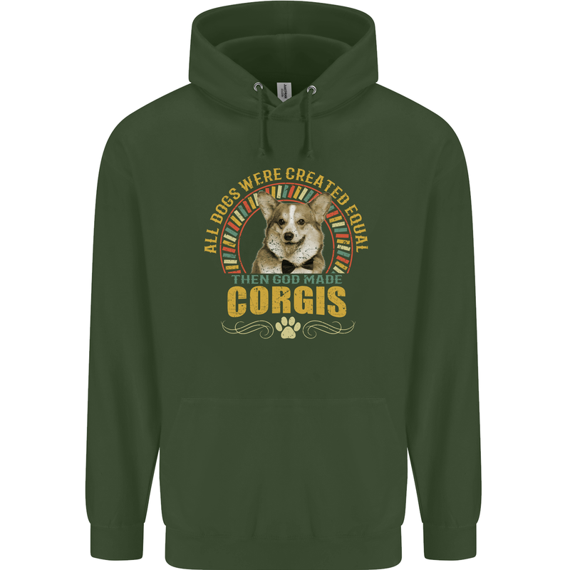 A Corgi Dog Mens 80% Cotton Hoodie Forest Green