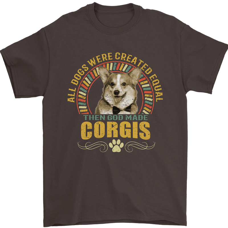 A Corgi Dog Mens T-Shirt 100% Cotton Dark Chocolate