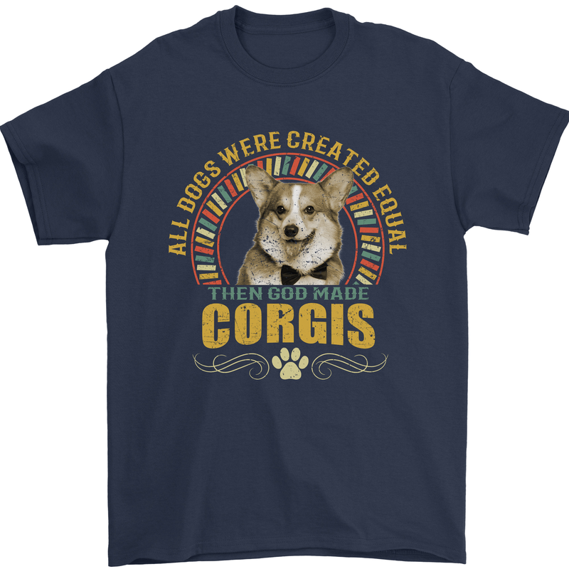 A Corgi Dog Mens T-Shirt 100% Cotton Navy Blue