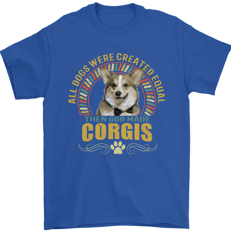A Corgi Dog Mens T-Shirt 100% Cotton Royal Blue