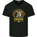 A Corgi Dog Mens V-Neck Cotton T-Shirt Black