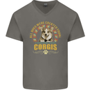 A Corgi Dog Mens V-Neck Cotton T-Shirt Charcoal