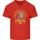 A Corgi Dog Mens V-Neck Cotton T-Shirt Red