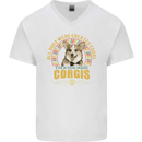 A Corgi Dog Mens V-Neck Cotton T-Shirt White