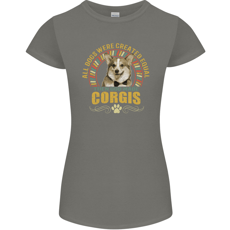 A Corgi Dog Womens Petite Cut T-Shirt Charcoal