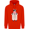 A Cow Holding a Snellen Eye Chart Glasses Childrens Kids Hoodie Bright Red