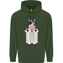 A Cow Holding a Snellen Eye Chart Glasses Childrens Kids Hoodie Forest Green