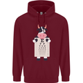 A Cow Holding a Snellen Eye Chart Glasses Childrens Kids Hoodie Maroon