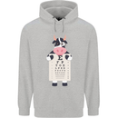A Cow Holding a Snellen Eye Chart Glasses Childrens Kids Hoodie Sports Grey