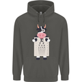 A Cow Holding a Snellen Eye Chart Glasses Childrens Kids Hoodie Storm Grey