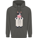 A Cow Holding a Snellen Eye Chart Glasses Childrens Kids Hoodie Storm Grey