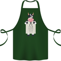 A Cow Holding a Snellen Eye Chart Glasses Cotton Apron 100% Organic Forest Green