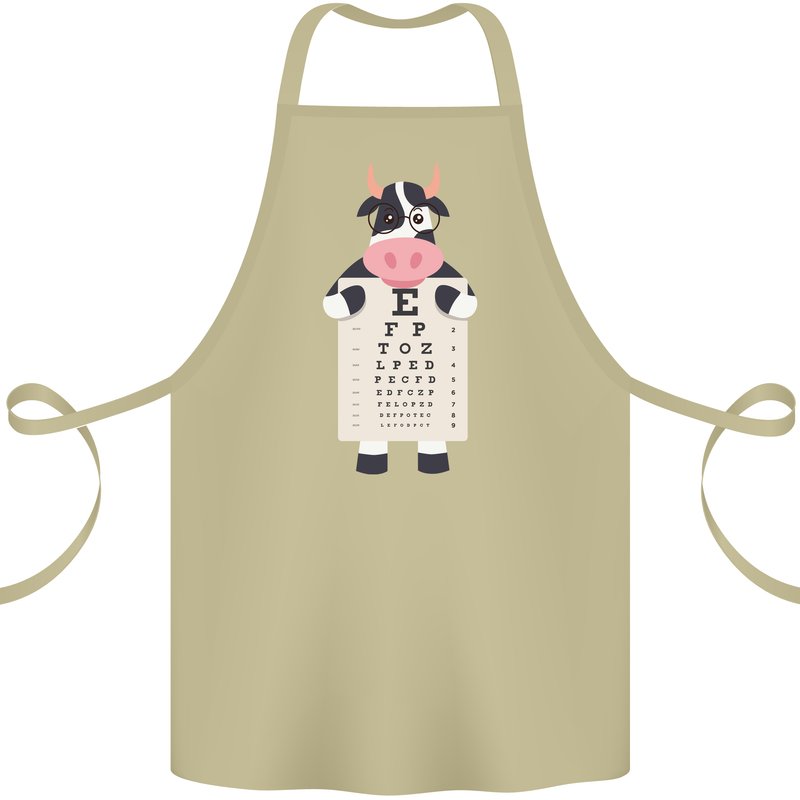 A Cow Holding a Snellen Eye Chart Glasses Cotton Apron 100% Organic Khaki