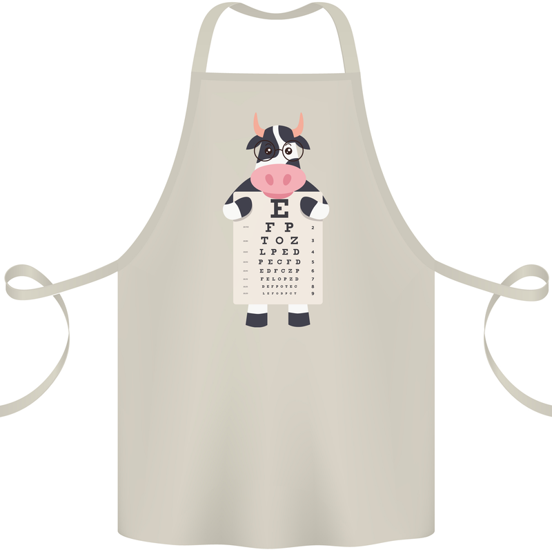 A Cow Holding a Snellen Eye Chart Glasses Cotton Apron 100% Organic Natural