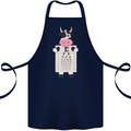 A Cow Holding a Snellen Eye Chart Glasses Cotton Apron 100% Organic Navy Blue