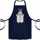 A Cow Holding a Snellen Eye Chart Glasses Cotton Apron 100% Organic Navy Blue