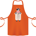 A Cow Holding a Snellen Eye Chart Glasses Cotton Apron 100% Organic Orange