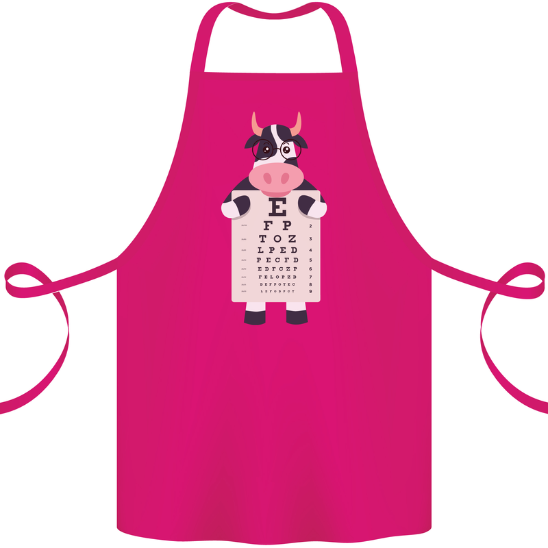 A Cow Holding a Snellen Eye Chart Glasses Cotton Apron 100% Organic Pink