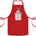 A Cow Holding a Snellen Eye Chart Glasses Cotton Apron 100% Organic Red