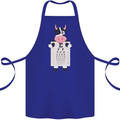 A Cow Holding a Snellen Eye Chart Glasses Cotton Apron 100% Organic Royal Blue