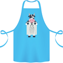 A Cow Holding a Snellen Eye Chart Glasses Cotton Apron 100% Organic Turquoise
