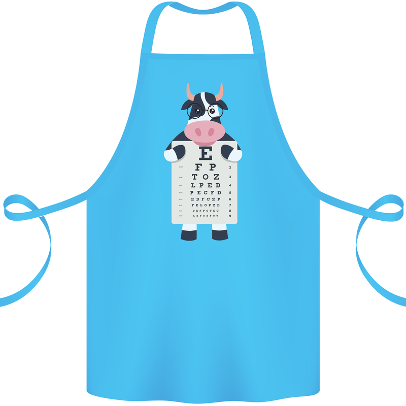 A Cow Holding a Snellen Eye Chart Glasses Cotton Apron 100% Organic Turquoise