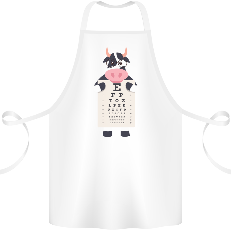 A Cow Holding a Snellen Eye Chart Glasses Cotton Apron 100% Organic White