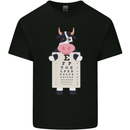 A Cow Holding a Snellen Eye Chart Glasses Kids T-Shirt Childrens Black