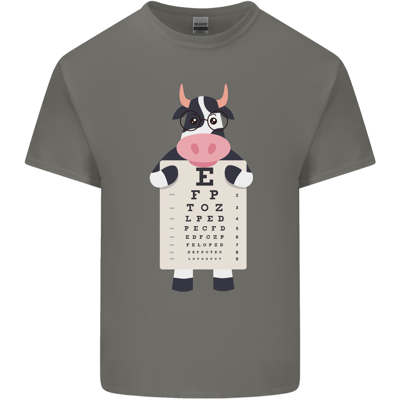 A Cow Holding a Snellen Eye Chart Glasses Kids T-Shirt Childrens Charcoal