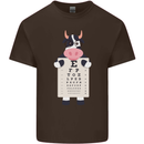 A Cow Holding a Snellen Eye Chart Glasses Kids T-Shirt Childrens Chocolate