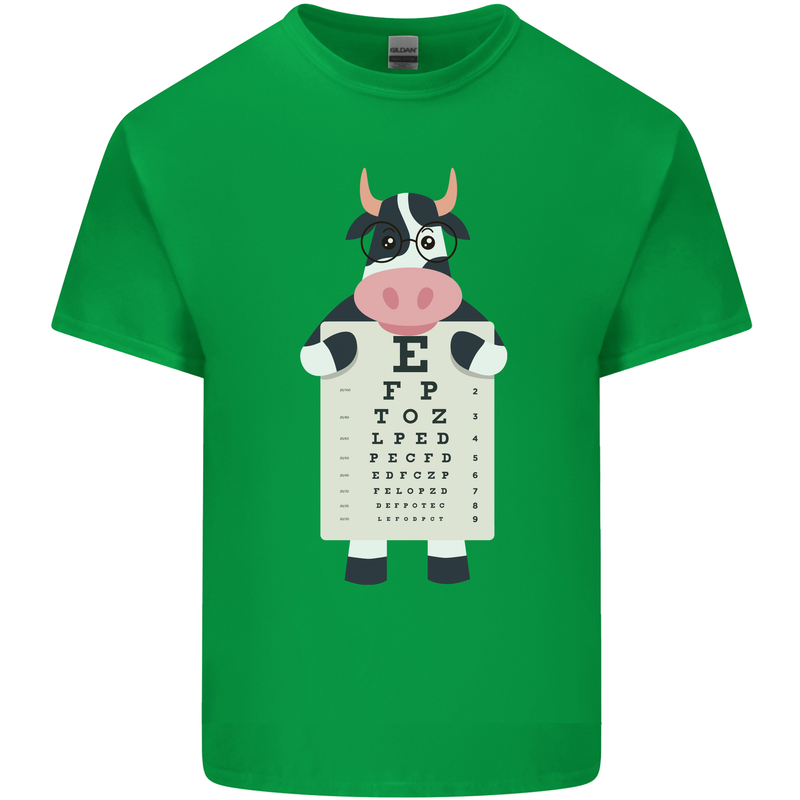 A Cow Holding a Snellen Eye Chart Glasses Kids T-Shirt Childrens Irish Green