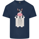 A Cow Holding a Snellen Eye Chart Glasses Kids T-Shirt Childrens Navy Blue