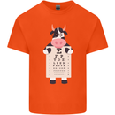A Cow Holding a Snellen Eye Chart Glasses Kids T-Shirt Childrens Orange