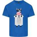 A Cow Holding a Snellen Eye Chart Glasses Kids T-Shirt Childrens Royal Blue