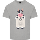 A Cow Holding a Snellen Eye Chart Glasses Kids T-Shirt Childrens Sports Grey