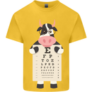 A Cow Holding a Snellen Eye Chart Glasses Kids T-Shirt Childrens Yellow